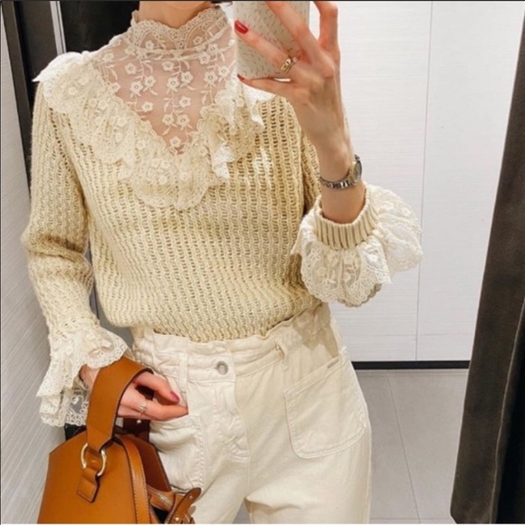 ZARA RUFFLE KNIT SWEATER - Picture 2 of 5